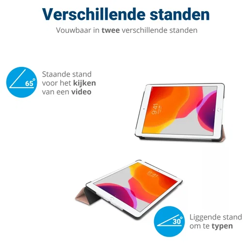 Apple iPad 10.2 (2021/2020/2019) Hoes Tri-Fold Book Case Roze afbeelding 6