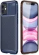 Apple iPhone 12 Mini Hoesje Carbon Fiber Back Cover Blauw afbeelding 1