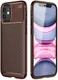Apple iPhone 12 Mini Hoesje Carbon Fiber Back Cover Bruin afbeelding 1