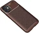 Apple iPhone 12 Mini Hoesje Carbon Fiber Back Cover Bruin afbeelding 2