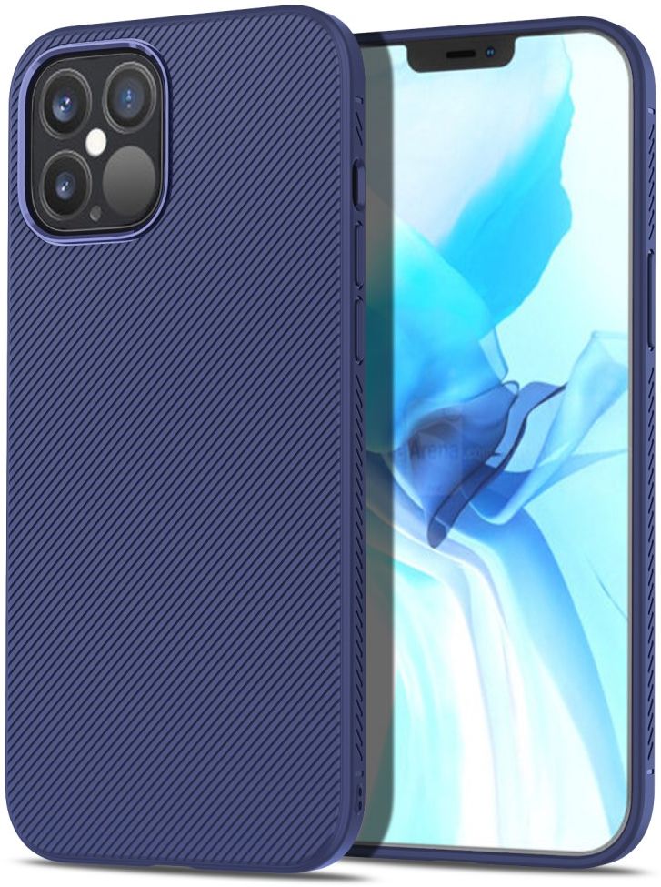 Apple iPhone 12 / 12 Pro Hoesje Twill Slim Textuur Back Cover Blauw afbeelding 1