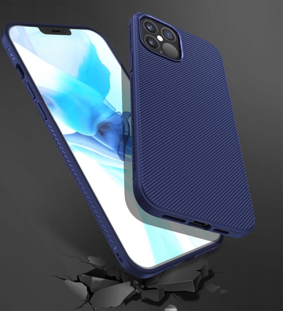 Apple iPhone 12 / 12 Pro Hoesje Twill Slim Textuur Back Cover Blauw afbeelding 5