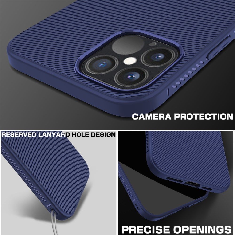 Apple iPhone 12 / 12 Pro Hoesje Twill Slim Textuur Back Cover Blauw afbeelding 8