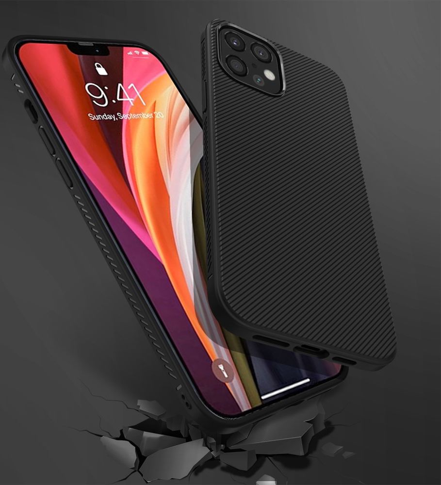 Apple iPhone 12 Pro Max Hoesje Twill Slim Textuur Back Cover Zwart afbeelding 5