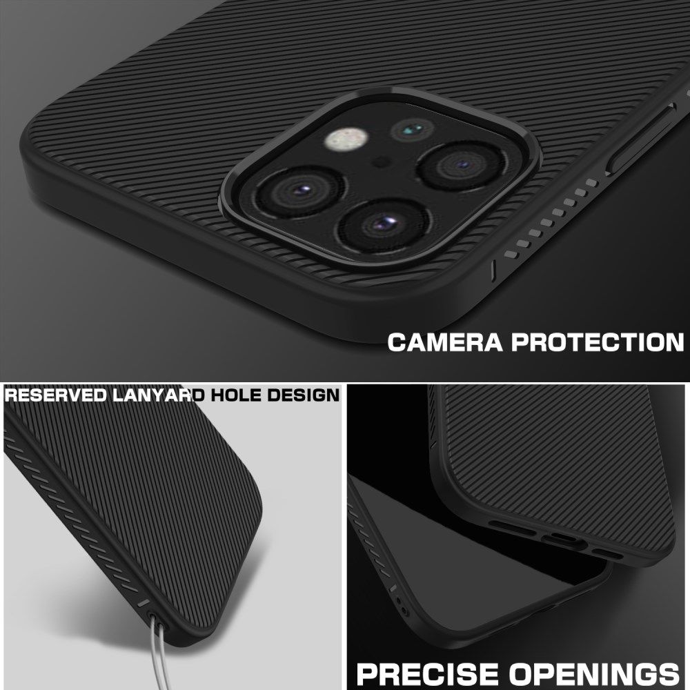 Apple iPhone 12 Pro Max Hoesje Twill Slim Textuur Back Cover Zwart afbeelding 8