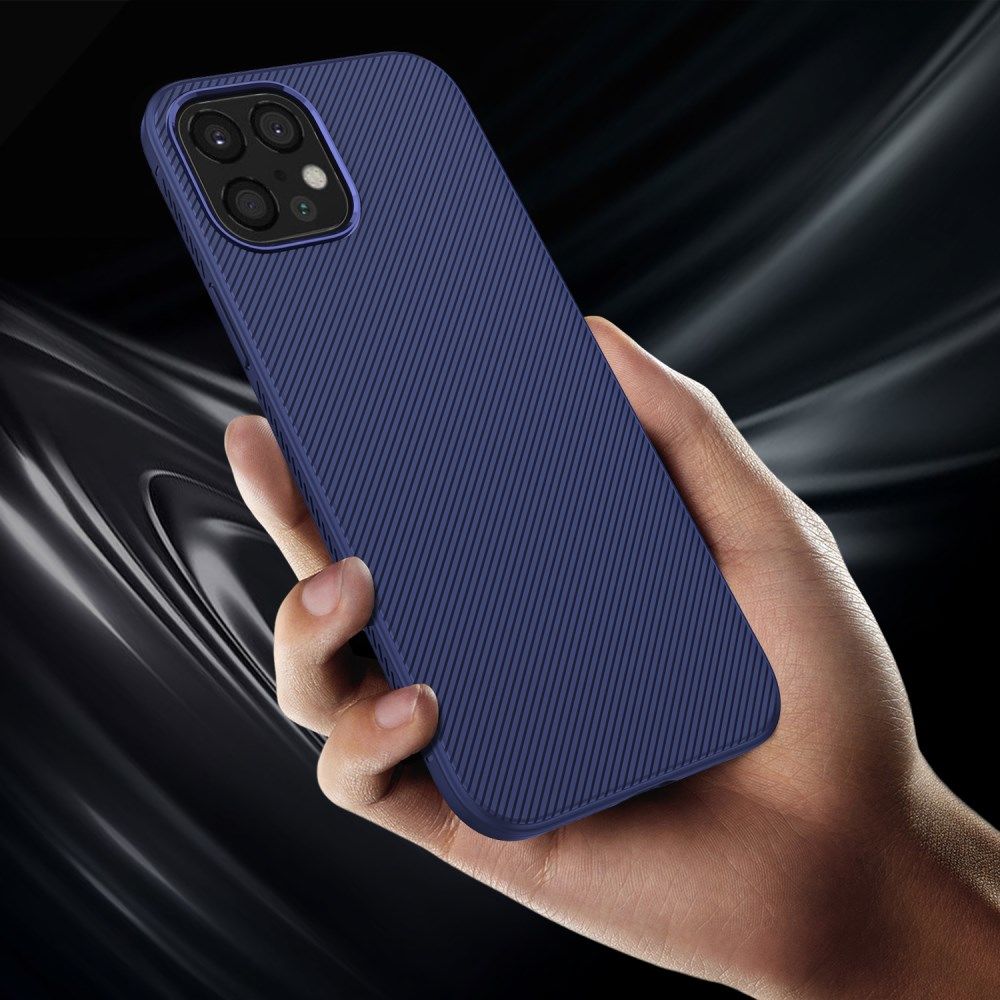Apple iPhone 12 Pro Max Hoesje Twill Slim Textuur Back Cover Blauw afbeelding 4