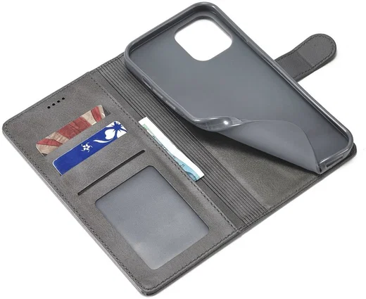 LC.IMEEKE Apple iPhone 12 Mini Hoesje Portemonnee Book Case Grijs afbeelding 8