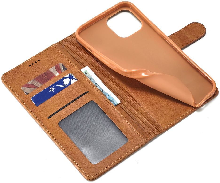 LC.IMEEKE Apple iPhone 12 Mini Hoesje Portemonnee Book Case Bruin afbeelding 8