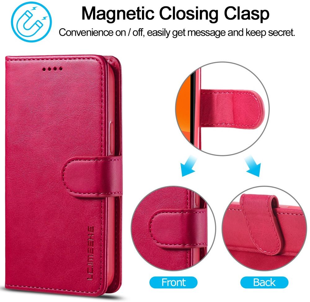 LC.IMEEKE Apple iPhone 12 / 12 Pro Hoesje Portemonnee Book Case Rood afbeelding 12