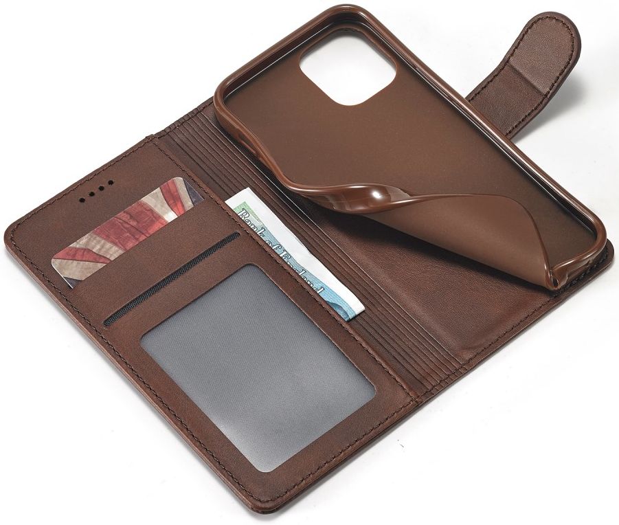 LC.IMEEKE Apple iPhone 12 / 12 Pro Hoesje Portemonnee Book Case Coffee afbeelding 6