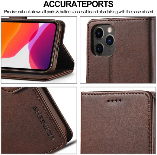 LC.IMEEKE Apple iPhone 12 / 12 Pro Hoesje Portemonnee Book Case Coffee afbeelding 14