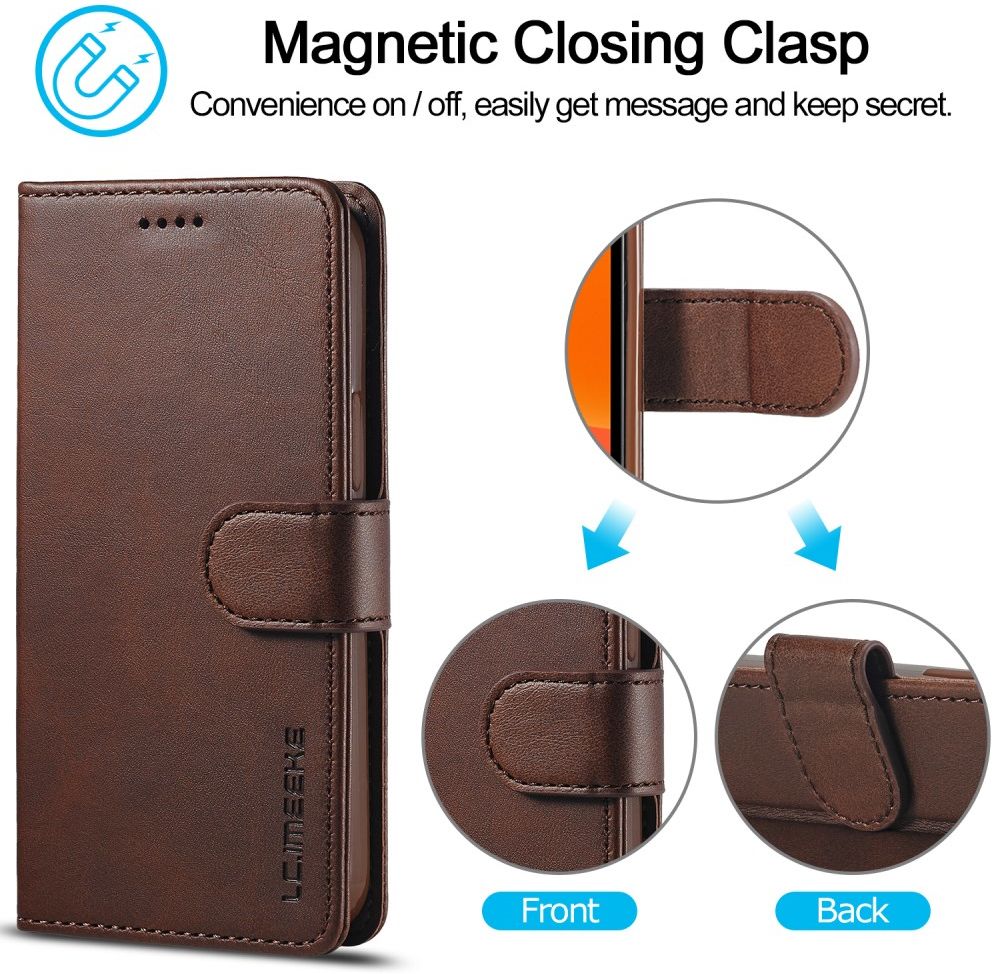 LC.IMEEKE Apple iPhone 12 / 12 Pro Hoesje Portemonnee Book Case Coffee afbeelding 12