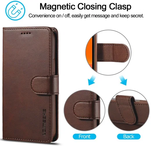 LC.IMEEKE Apple iPhone 12 / 12 Pro Hoesje Portemonnee Book Case Coffee afbeelding 12