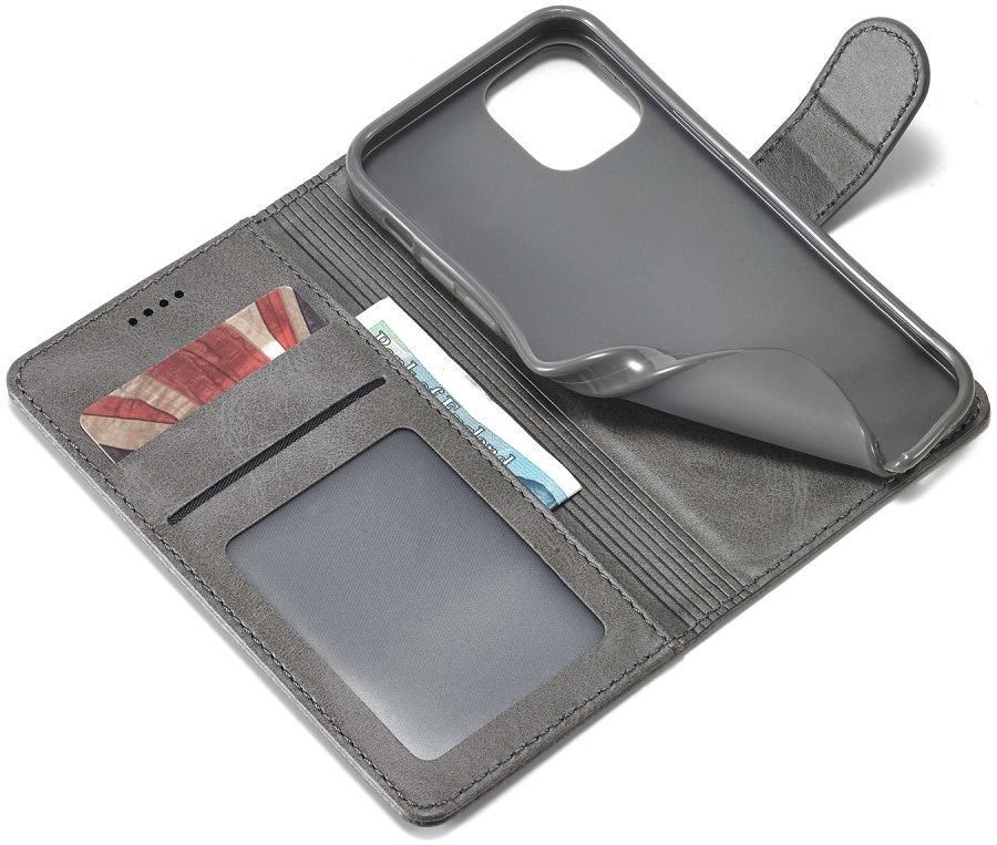 LC.IMEEKE Apple iPhone 12 Pro Max Hoesje Portemonnee Book Case Grijs afbeelding 8