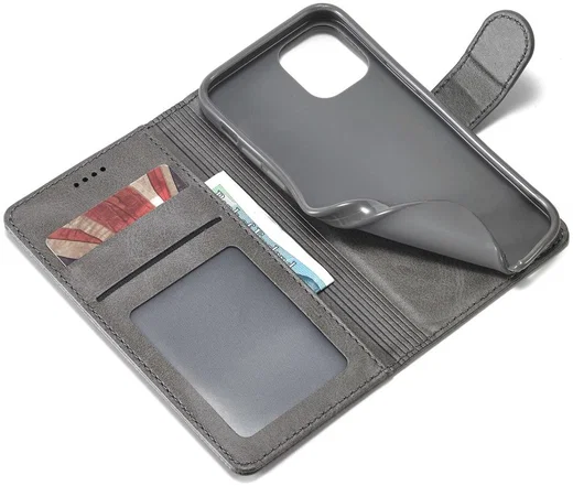 LC.IMEEKE Apple iPhone 12 Pro Max Hoesje Portemonnee Book Case Grijs afbeelding 8