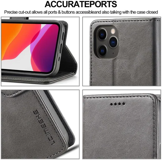 LC.IMEEKE Apple iPhone 12 Pro Max Hoesje Portemonnee Book Case Grijs afbeelding 12