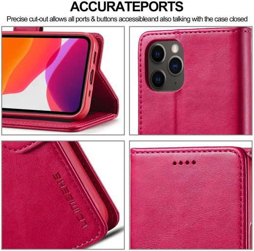 LC.IMEEKE Apple iPhone 12 Pro Max Hoesje Portemonnee Book Case Rood afbeelding 10