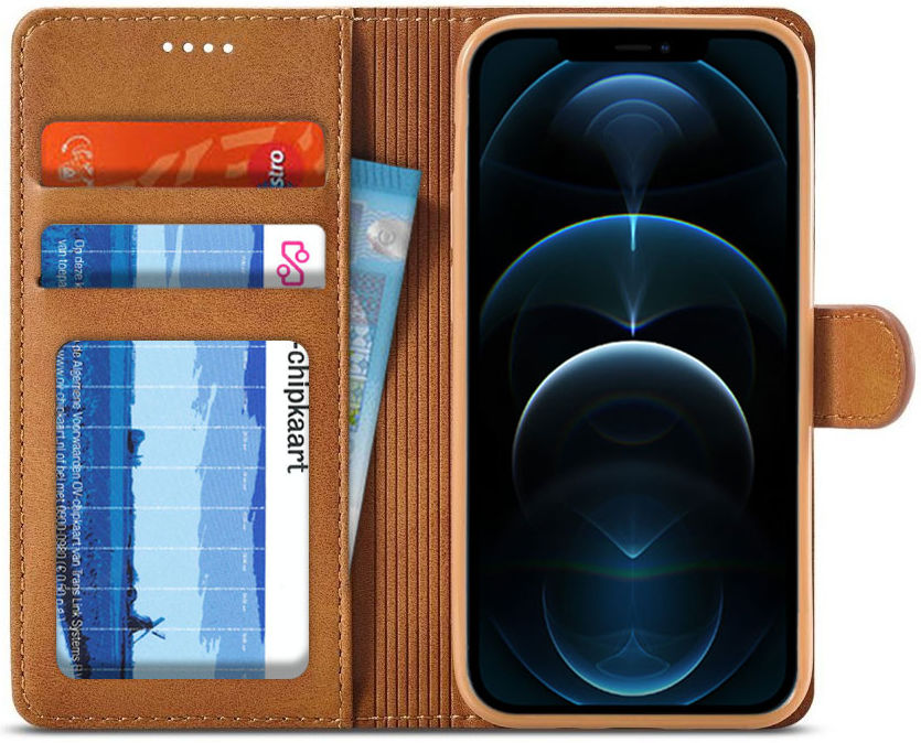 LC.IMEEKE Apple iPhone 12 Pro Max Hoesje Portemonnee Book Case Bruin afbeelding 1