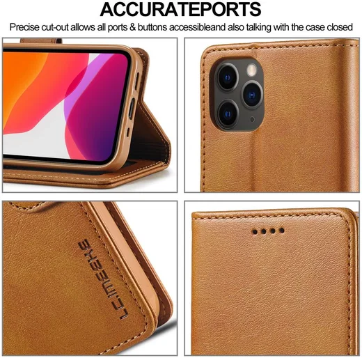 LC.IMEEKE Apple iPhone 12 Pro Max Hoesje Portemonnee Book Case Bruin afbeelding 10