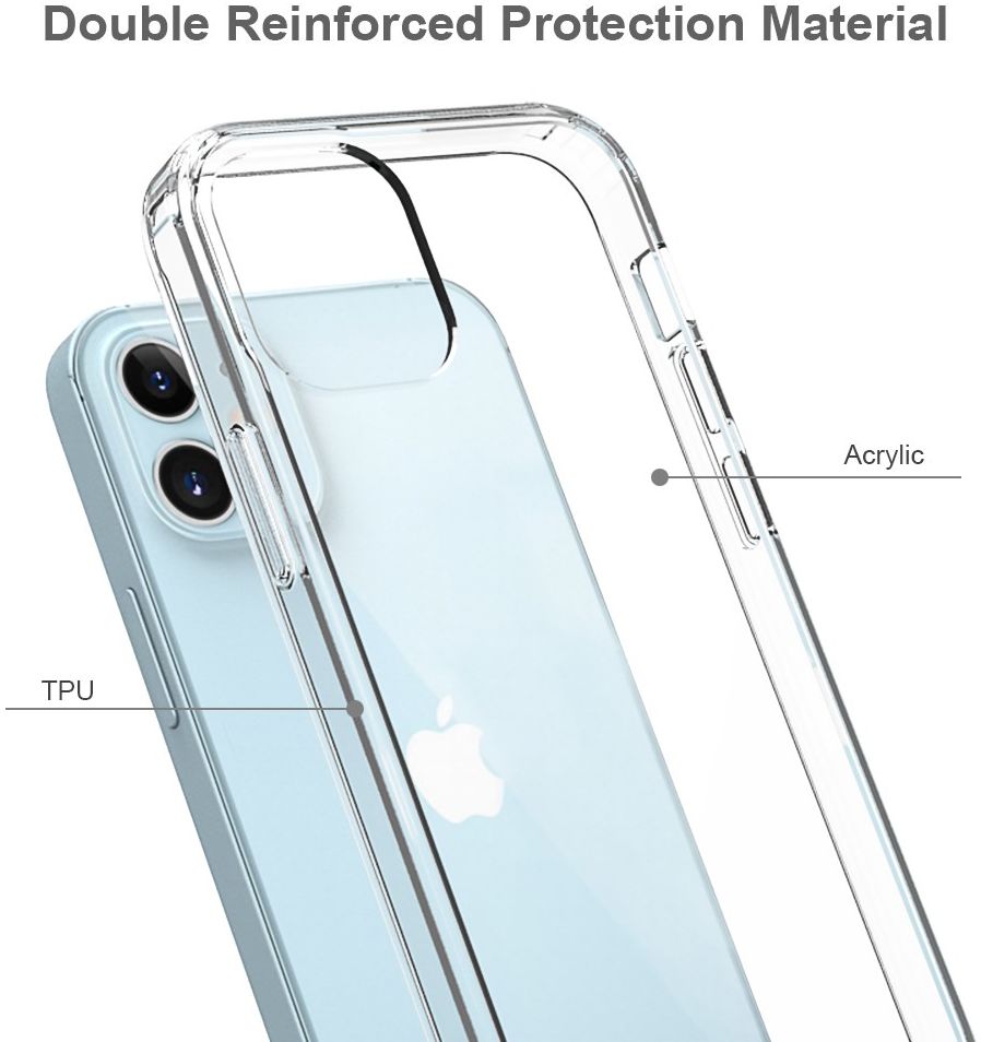 Apple iPhone 12 Mini Hoesje Hybride Armor Back Cover Transparant afbeelding 2