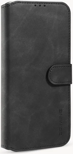 DG Ming Apple iPhone 12 Mini Hoesje Retro Wallet Book Case Zwart afbeelding 3