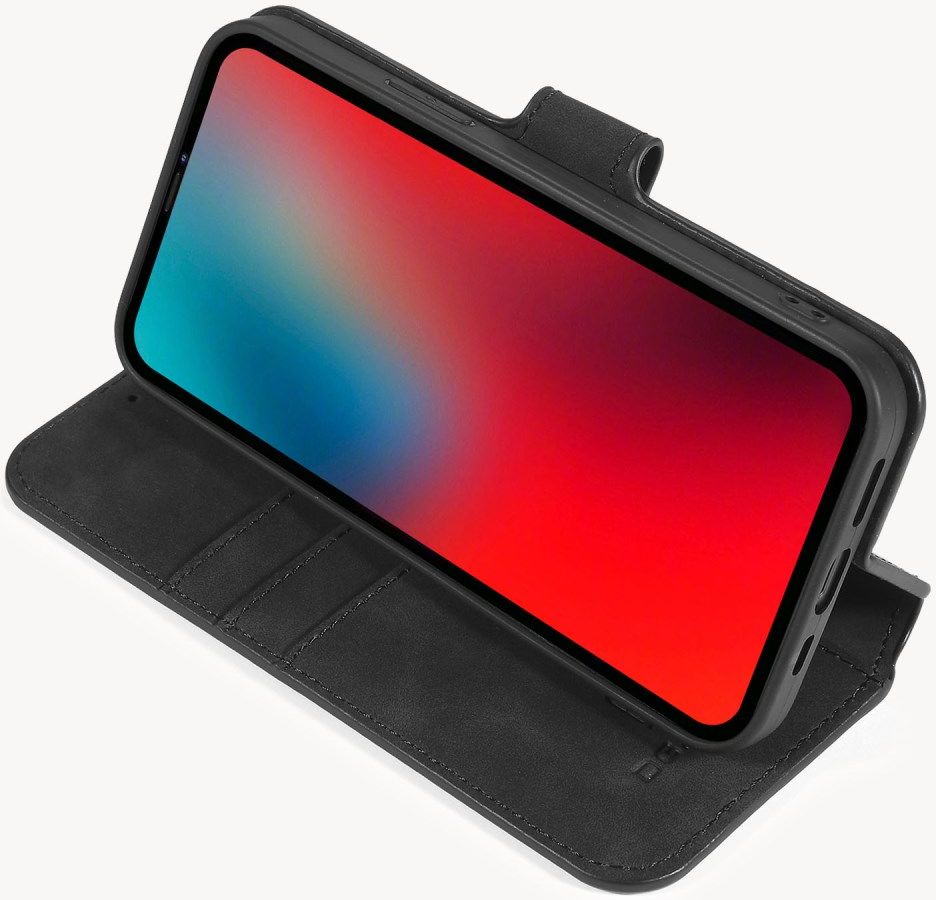 DG Ming Apple iPhone 12 Mini Hoesje Retro Wallet Book Case Zwart afbeelding 5