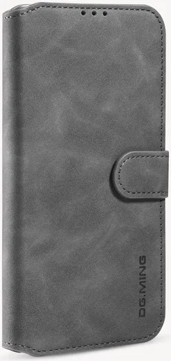 DG Ming Apple iPhone 12 Mini Hoesje Retro Wallet Book Case Grijs afbeelding 3