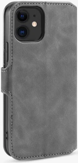 DG Ming Apple iPhone 12 Mini Hoesje Retro Wallet Book Case Grijs afbeelding 4