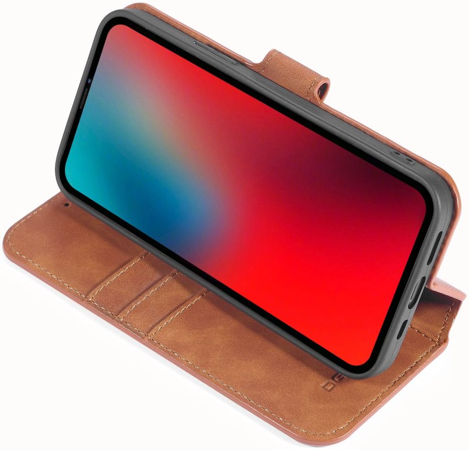 DG Ming Apple iPhone 12 / 12 Pro Hoesje Retro Wallet Book Case Bruin afbeelding 6