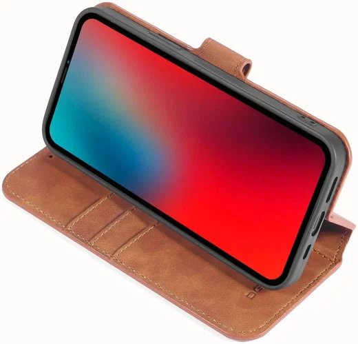 DG Ming Apple iPhone 12 / 12 Pro Hoesje Retro Wallet Book Case Bruin afbeelding 6