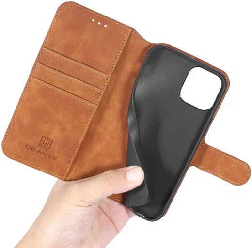 DG Ming Apple iPhone 12 / 12 Pro Hoesje Retro Wallet Book Case Bruin afbeelding 5