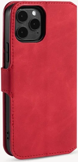 DG Ming Apple iPhone 12 Pro Max Hoesje Retro Wallet Book Case Rood afbeelding 4