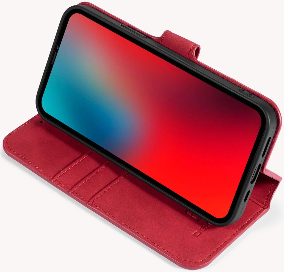 DG Ming Apple iPhone 12 Pro Max Hoesje Retro Wallet Book Case Rood afbeelding 5