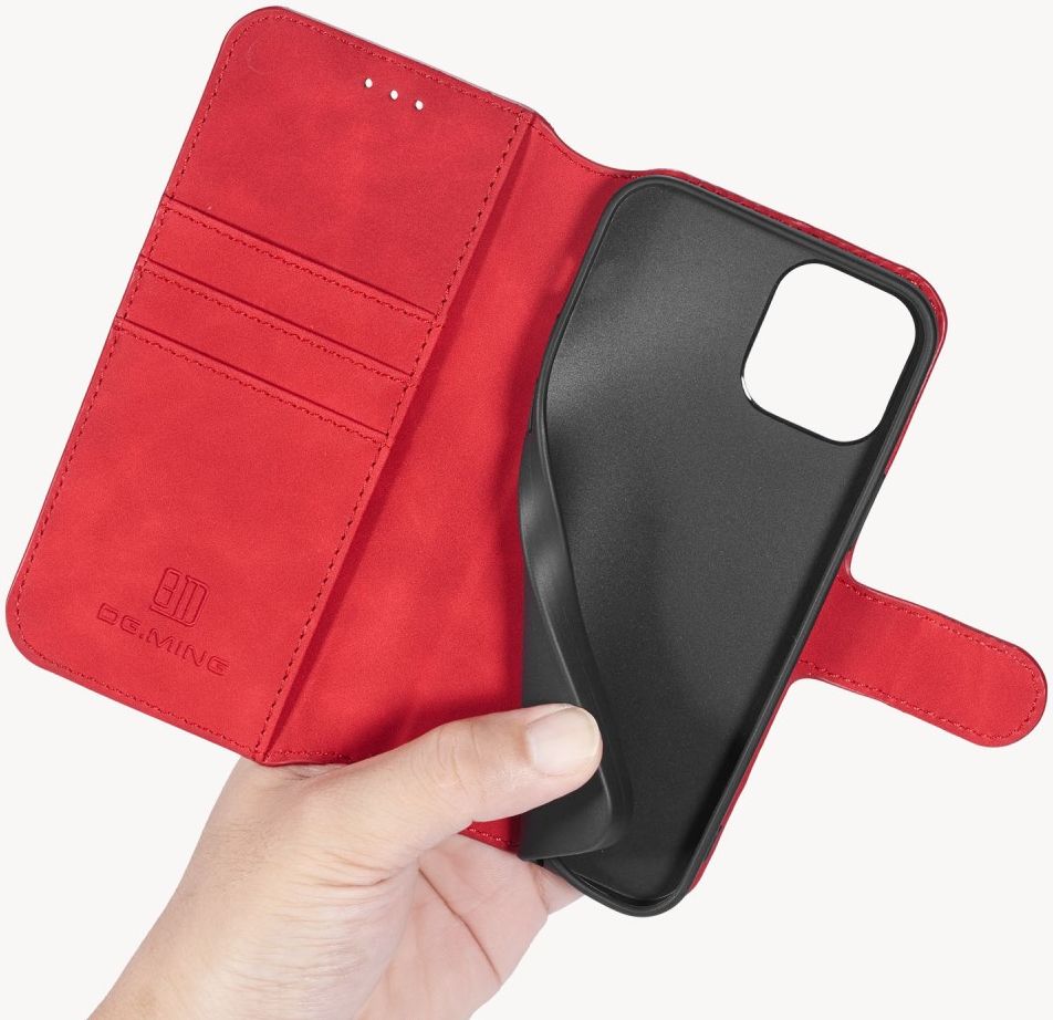 DG Ming Apple iPhone 12 Pro Max Hoesje Retro Wallet Book Case Rood afbeelding 7