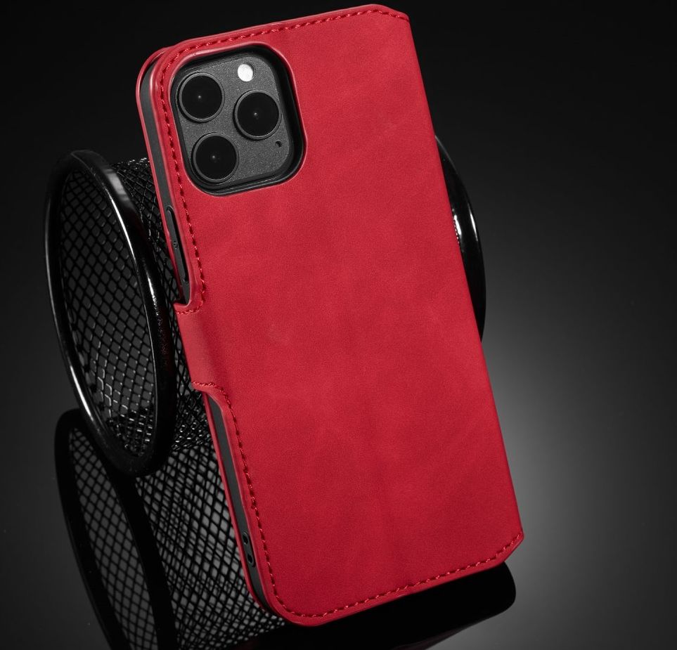 DG Ming Apple iPhone 12 Pro Max Hoesje Retro Wallet Book Case Rood afbeelding 9