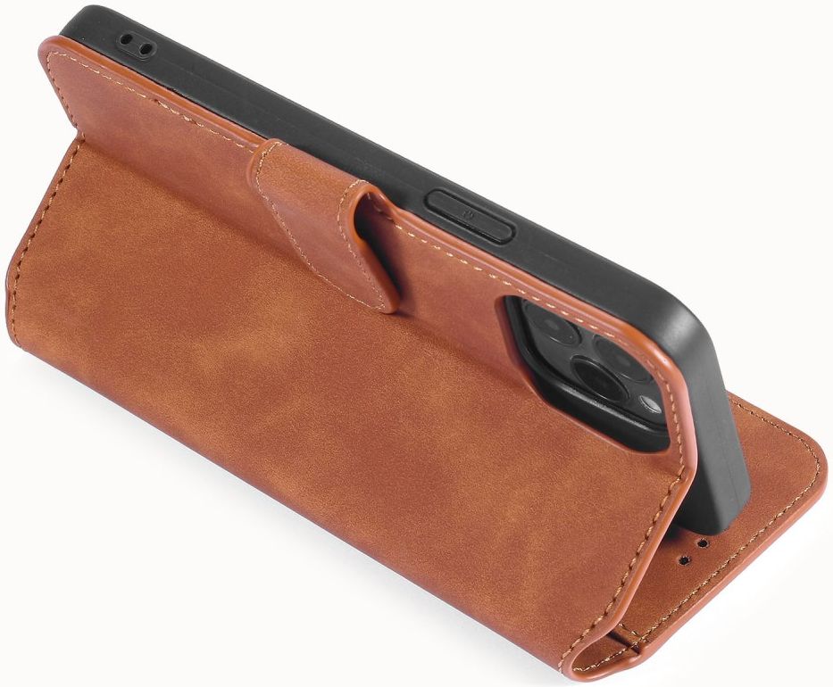 DG Ming Apple iPhone 12 Pro Max Hoesje Retro Wallet Book Case Bruin afbeelding 11