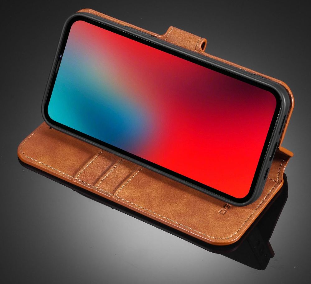 DG Ming Apple iPhone 12 Pro Max Hoesje Retro Wallet Book Case Bruin afbeelding 4