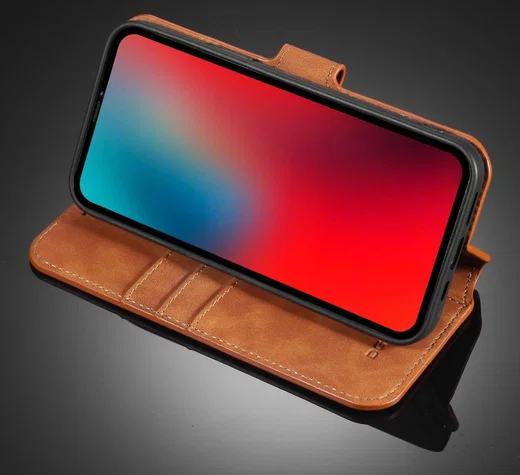 DG Ming Apple iPhone 12 Pro Max Hoesje Retro Wallet Book Case Bruin afbeelding 4
