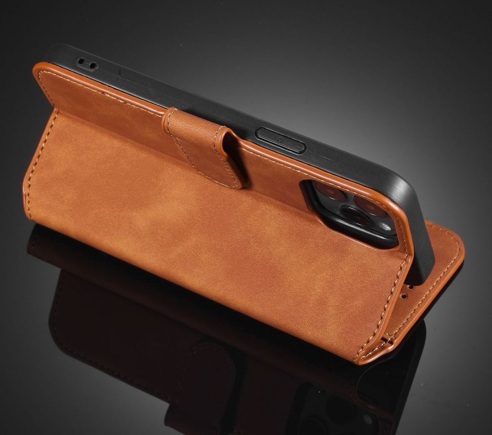 DG Ming Apple iPhone 12 Pro Max Hoesje Retro Wallet Book Case Bruin afbeelding 5