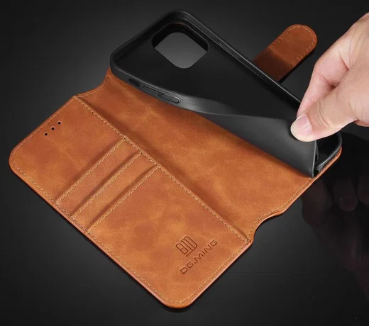 DG Ming Apple iPhone 12 Pro Max Hoesje Retro Wallet Book Case Bruin afbeelding 6
