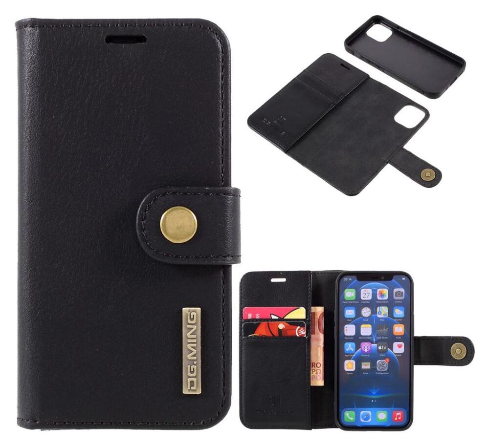 DG Ming iPhone 12 Mini Hoesje 2-in-1 Book Case en Back Cover Zwart afbeelding 9