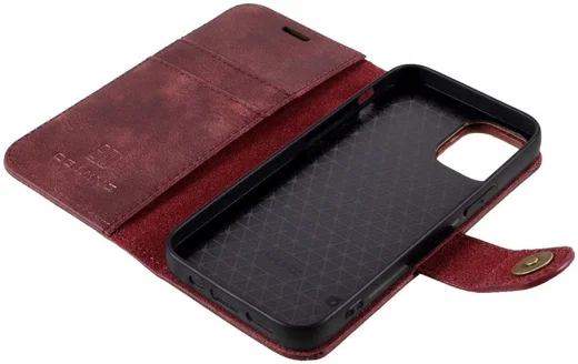 DG Ming iPhone 12 Mini Hoesje 2-in-1 Book Case en Back Cover Rood afbeelding 5