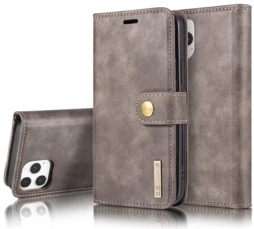 DG Ming iPhone 12 / 12 Pro Hoesje 2-in-1 Book Case en Back Cover Grijs afbeelding 10