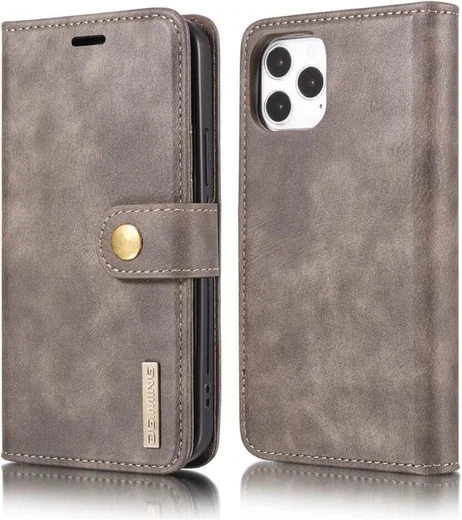 DG Ming iPhone 12 / 12 Pro Hoesje 2-in-1 Book Case en Back Cover Grijs afbeelding 9