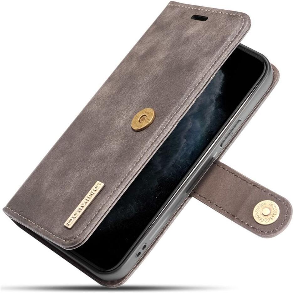 DG Ming iPhone 12 / 12 Pro Hoesje 2-in-1 Book Case en Back Cover Grijs afbeelding 4