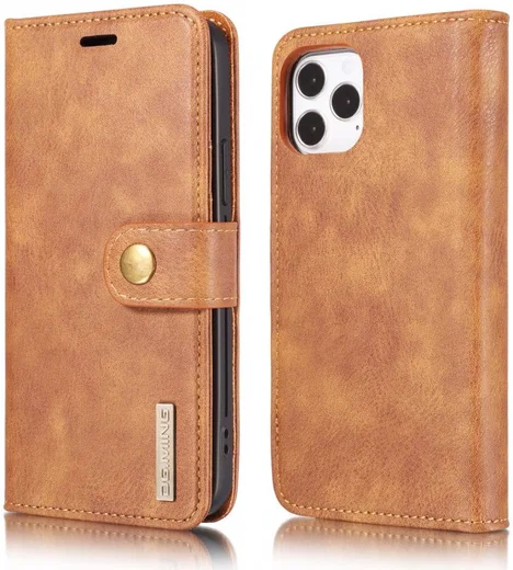 DG Ming iPhone 12 Pro Max Hoesje 2-in-1 Book Case en Back Cover Bruin afbeelding 4