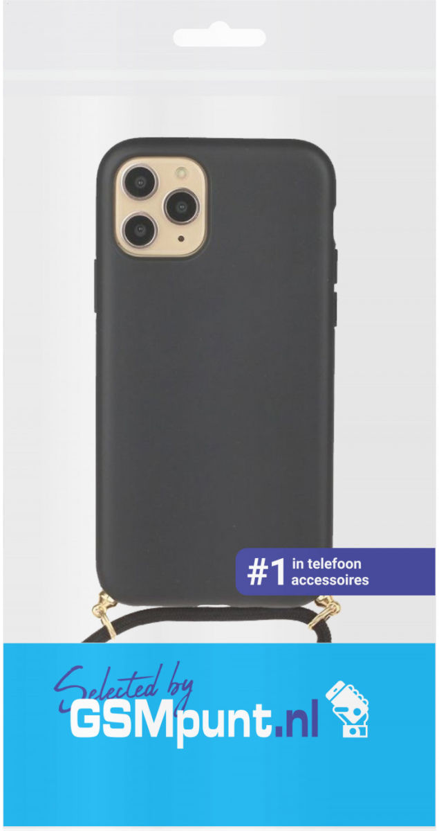 Apple iPhone 12 Mini Hoesje Flexibel TPU Back Cover met Koord Zwart afbeelding 4