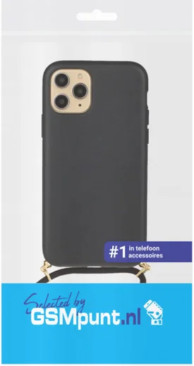 Apple iPhone 12 Mini Hoesje Flexibel TPU Back Cover met Koord Zwart afbeelding 4