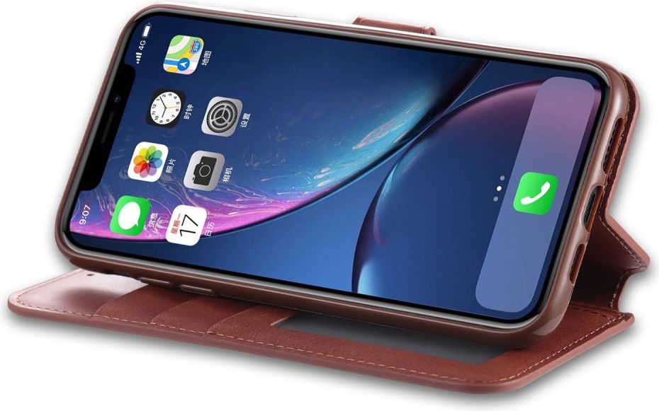 AZNS Apple iPhone 12 / 12 Pro Portemonnee Stand Hoesje Bruin afbeelding 7