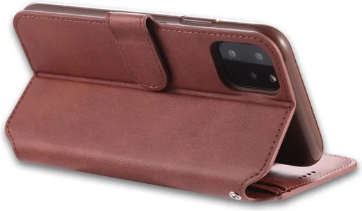 AZNS Apple iPhone 12 / 12 Pro Portemonnee Stand Hoesje Bruin afbeelding 8